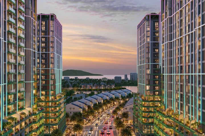 FourS Tower về đêm, hướng sông và biển