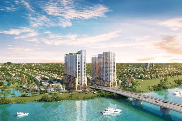 Phối cảnh Spana Tower bên sông Cẩm Lệ, chân cầu Hòa Xuân, Đà Nẵng