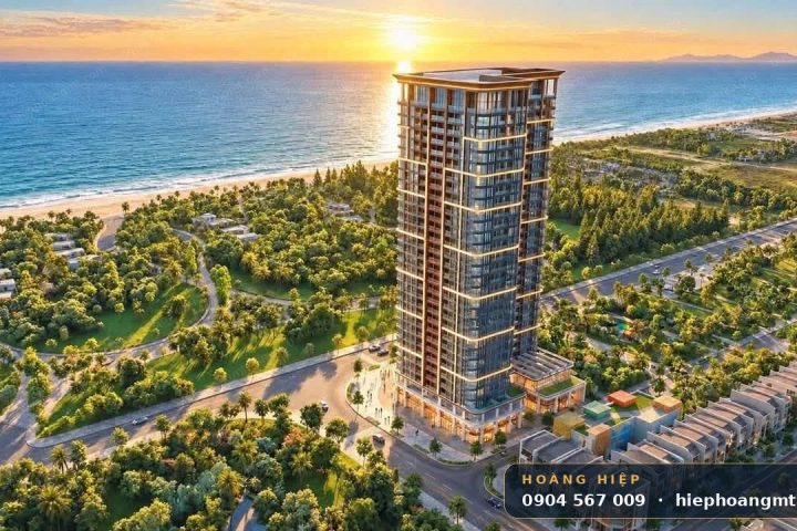 Phối cảnh Sun Saphia Residence – tòa tháp 30 tầng bên biển Sơn Thủy lúc hoàng hôn, Đà Nẵng