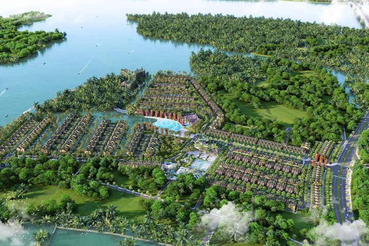 Phối cảnh toàn cảnh Casamia Balanca Hội An bên sông Cổ Cò